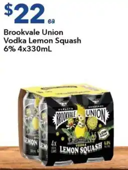 Brookvale Union Vodka Lemon Squash 6% 4x330mL