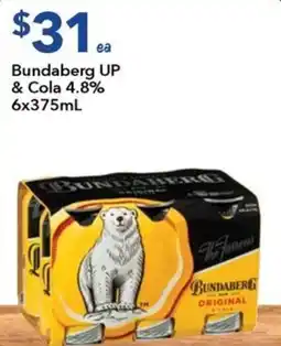 Ritchies Bundaberg UP & Cola 4.8% 6x375mL offer