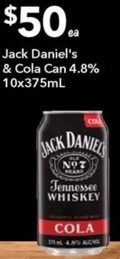 Ritchies Jack Daniel's & Cola Can 4.8% 10x375mL offer