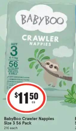 IGA BabyBoo Toddler Nappies Size 3 56 Pack offer