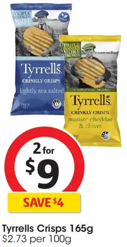Coles Tyrrells Crisps 165g offer