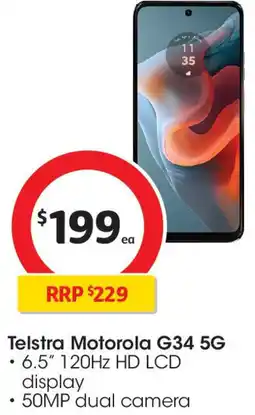 Coles Telstra Motorola G34 5G offer