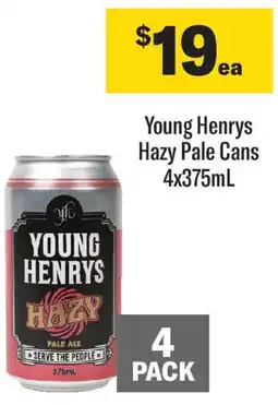 Coles Young Henrys Hazy Pale Cans 4x375mL offer