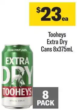 Coles Tooheys Extra Dry Cans 8x375mL offer