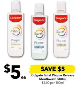 Drakes Colgate Total Plaque Release Mouthwash 500ml offer