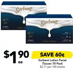 Drakes Sorbent Lotion Facial Tissues 70 Pack offer