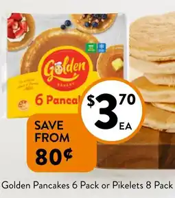 Foodworks Golden Pancakes 6 Pack or Pikelets 8 Pack offer