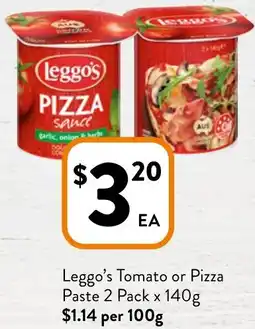Foodworks Leggo's Tomato or Pizza Paste 2 Pack x 140g offer