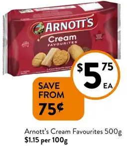 Foodworks Arnott's Cream Favourites 500g offer
