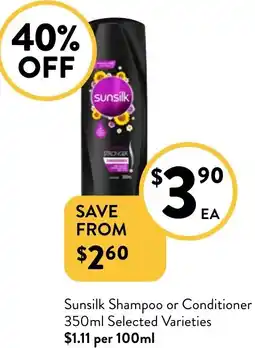 Foodworks Sunsilk Shampoo or Conditioner 350ml offer
