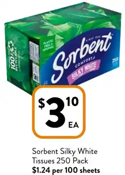 Foodworks Sorbent Silky White Tissues 250 Pack offer