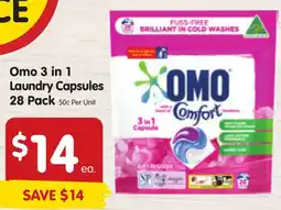 Spar Omo 3 in 1 Laundry Capsules 28 Pack offer