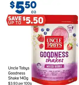 Foodland UNCLE TOBYS GOODNESS shakes offer