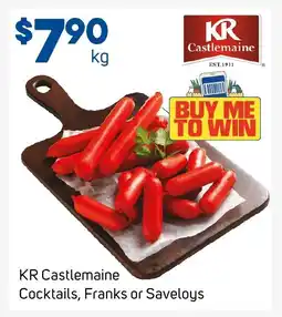 Foodland KR Castlemaine Cocktails, Franks or Saveloys offer