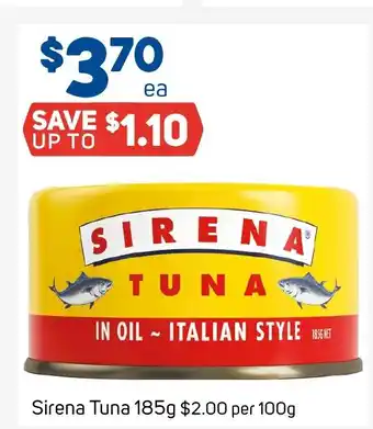 Foodland Sirena Tuna 185g offer