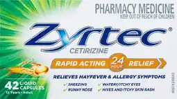 Discount Drug Stores Zyrtec Hayfever & Allergy Relief 42 Liquid Capsules offer