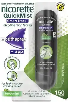 Discount Drug Stores Nicorette QuickMist Smart Track Freshmint Single 150 Sprays offer