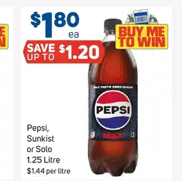 Foodland Pepsi, Sunkist or Solo 1.25 Litre offer