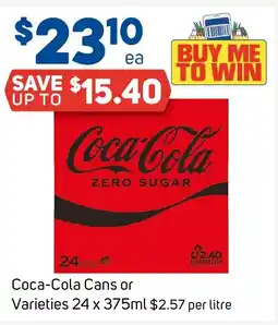 Foodland Coca-Cola Cans or Varieties 24 x 375ml offer
