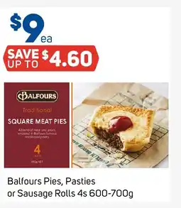 Balfours Pies, Pasties or Sausage Rolls 4s 600-700g