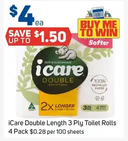 Foodland iCare Double Length 3 Ply Toilet Rolls offer