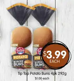 Spudshed Tip Top Potato Buns 4pk 292g offer