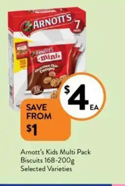 Foodworks Arnott's Kids Multi Pack Biscuits 168-200g offer