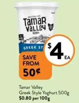 Foodworks TamaR VaLLey Greek Style Yoghurt 500g offer