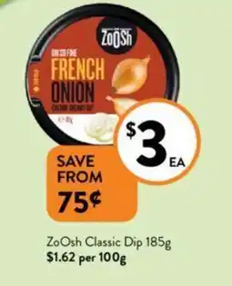 Foodworks Zoosh Classic Dip 185g offer