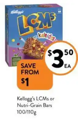 Foodworks Kellogg's LCMs or Nutri-Grain Bars offer