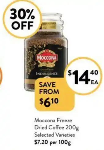 Foodworks Moccona Freeze Dried Coffee 200g Selected Varieties offer