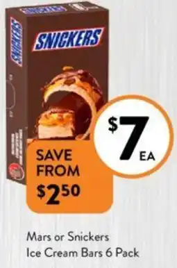 Foodworks Mars or Snickers Ice Cream Bars 6 Pack offer