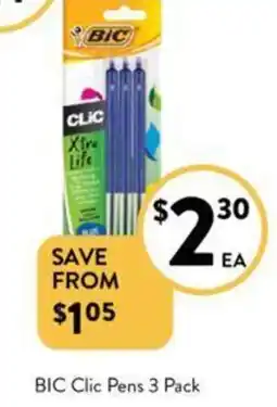 Foodworks BIC Clic Pens 3 Pack offer