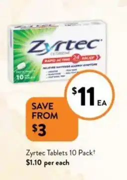 Foodworks Zyrtec Tablets 10 Packt offer