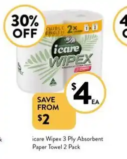 Foodworks icare Wipex 3 Ply Absorbent Paper Towel 2 Pack offer