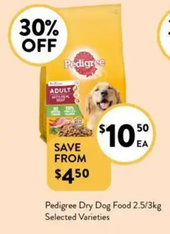 Foodworks Pedigree Dry Dog Food 2.5/3kg Selected Varieties offer