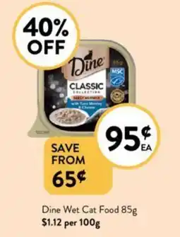 Foodworks Dine Wet Cat Food 85g offer