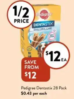 Foodworks Pedigree Dentastix 28 Pack offer