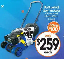 Cheap as Chips Built petrol lawn mower offer