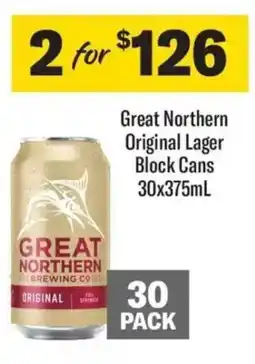 Liquorland Great Northern Original Lager Block Cans 30x375mL offer