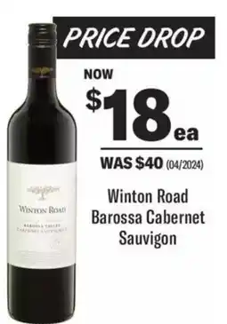 Winton Road Barossa Cabernet Sauvigon
