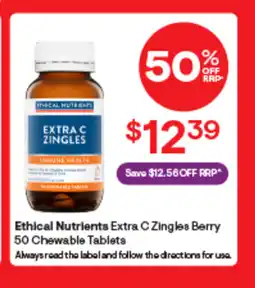 Discount Drug Stores Ethical Nutrients Extra C Zingles Orange Ethical Nutrients Extra C Zingles Berry 50 Chewable Tablets 50 Chewable Tablets offer
