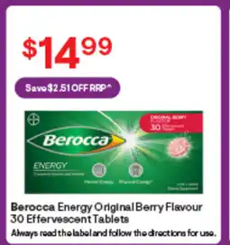 Discount Drug Stores Berocca Energy Original Berry Flavour 30 Effervescent Tablets offer