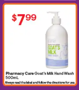 Pharmacy Care Goat's Milk Hand Wash 500mL