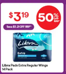 Discount Drug Stores Libra Pads Extra Regular Wings 14 Pack offer