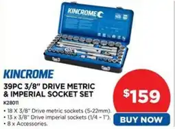 39PC 3/8" DRIVE METRIC & IMPERIAL SOCKET SET