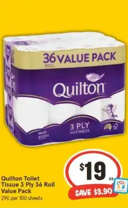 IGA Quilton Toilet Tissue 3 Ply 36 Roll Value Pack offer