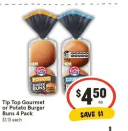 IGA Tip Top Gourmet or Potato Burger ❘ Buns 4 Pack offer