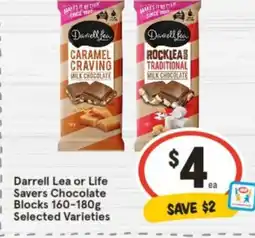 IGA Darrell Lea or Life Savers Chocolate Blocks 160-180g Selected Varieties offer