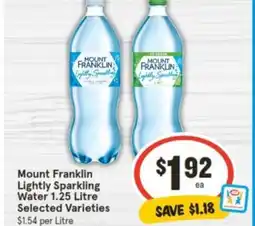 IGA Mount Franklin Lightly Sparkling Water 1.25 Litre offer